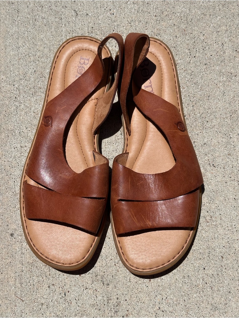 Born Inlet Slingback Sandals Women 10 M  Brown Leather Boho Comfort Flat B19 - Picture 4 of 12